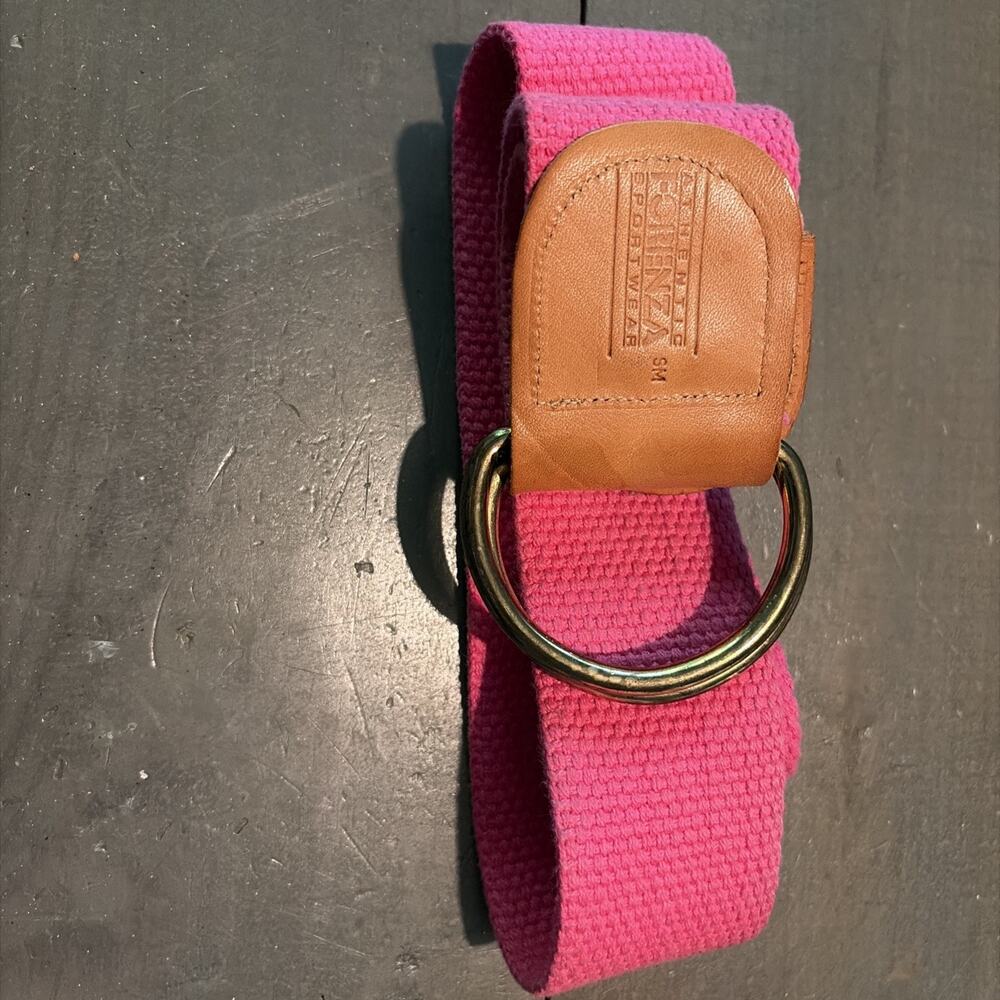 Vintage 90s ForeNza Sportwear Pink Canvas Belt Double D-Ring 36” Y2K Retro